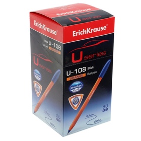 Ручка шариковая ErichKrause U-108 Orange Stick, узел 1.0 мм, чернила синие, супермягкое письмо, длина линии письма 1000 метров