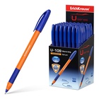 Ручка шариковая ErichKrause U-109 Orange Stick&Grip, игольчатый узел 1.0 мм, чернила синие, резиновый держатель, супермягкое письмо 5471662 - фото 1829465