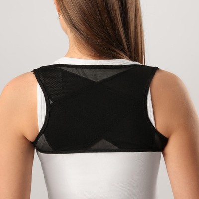 Массажёр - фиксатор для осанки, на фастексах, размер M-L, чёрный