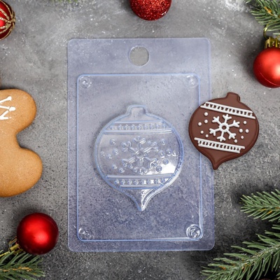 Форма для шоколада новогодняя Выдумщики «Ёлочный шар», 15×10 см, пластик, прозрачная