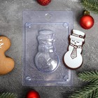 Форма для шоколада и конфет пластиковая «Снеговик», размер изделия 8×4,5 см, цвет прозрачный - фото 1011350