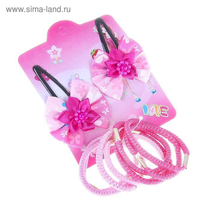 набор для волос"Радуга" (8 резинок,2 невидимки) "Цветочек" - Фото 1