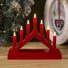 УЦЕНКА Фигура пластик"Горка рождественская красная", 7 свечей LED, (АА*2 шт.не в компл.),Т/Б - фото 14026299
