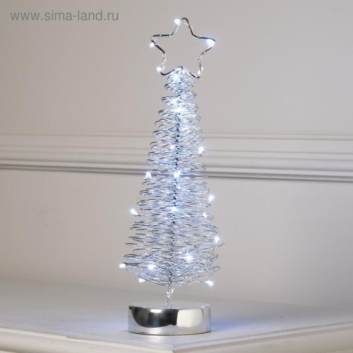 УЦЕНКА Елка плетеная светодиодная, 30х8х8 см, от батареек, БЕЛЫЙ - Фото 1