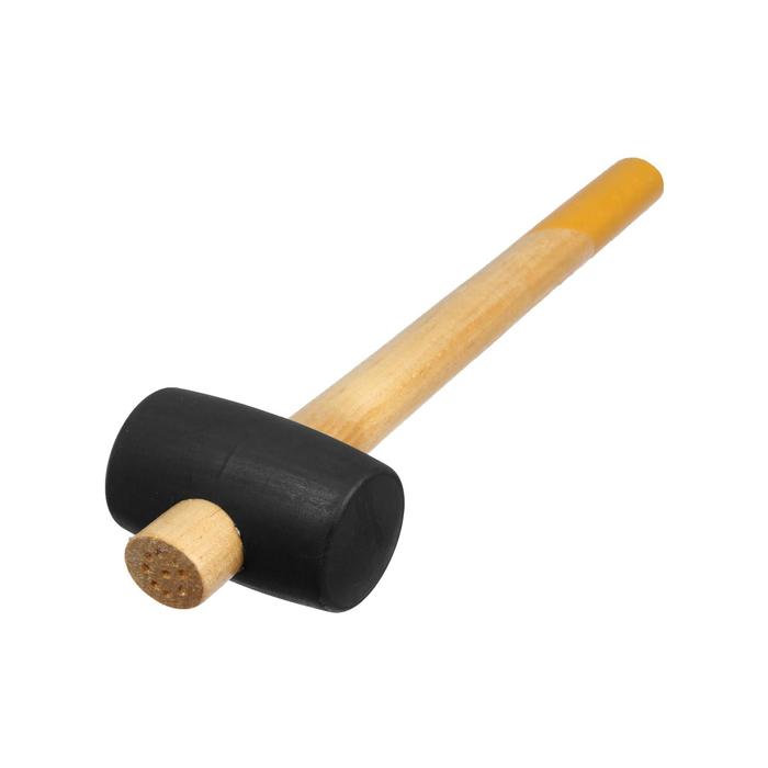 Киянка ЛОМ, деревянная рукоятка, черная  резина, 45 мм, 225 г - Фото 1