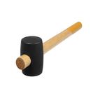 Киянка ЛОМ, деревянная рукоятка, черная  резина, 45 мм, 225 г - Фото 3
