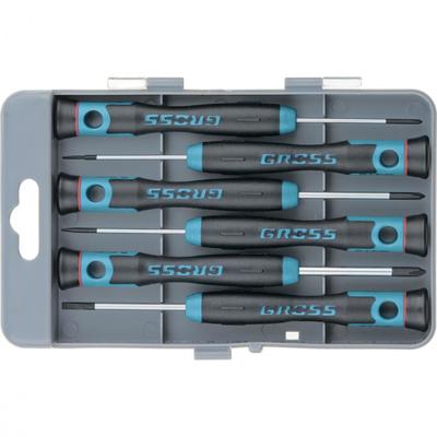 Набор отверток Gross 13347, для точных работ, SL, PH, CrMo, двухкомпонентные рукоятки, 6 шт.