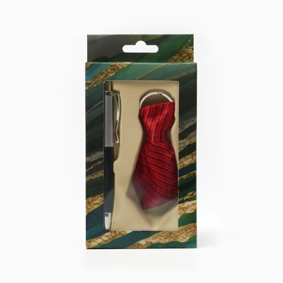 Набор подарочный 2 в 1, ручка, брелок-галстук, МИКС