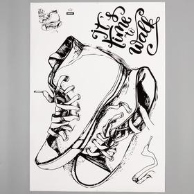 Наклейка интерьерная чёрная «Кеды», 50×70 см