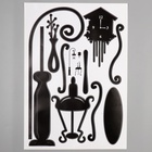 Наклейка интерьерная чёрная «Фонарь, столик и часы», 50×70 см 5277570