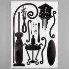 Наклейка интерьерная чёрная «Фонарь, столик и часы», 50×70 см - фото 60787929