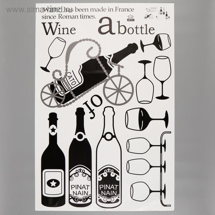 Наклейка интерьерная чёрная «Винотека», 60×90 см - Фото 1