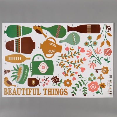 Наклейка интерьерная цветная «Цветы в вазах», 60×90 см