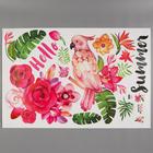 Наклейка пластик интерьерная цветная "Розовый какаду и цветы" 60х90 см - фото 61872243