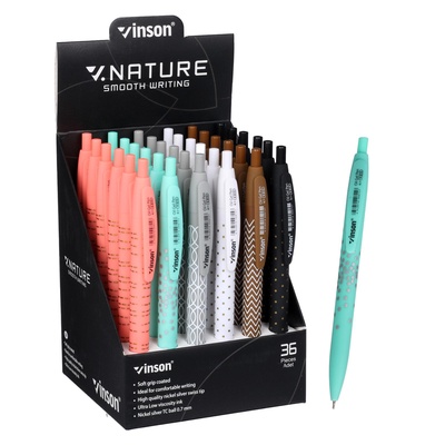 Ручка шариковая Vinson, автоматическая, синий стержень, узел 0.7 мм, на масляной основе, МИКС