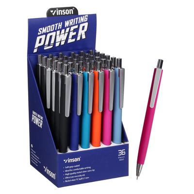 Ручка шариковая автоматическая 0.7 мм, синий стержень, масляный, Vinson корпус МИКС, прорезиненный