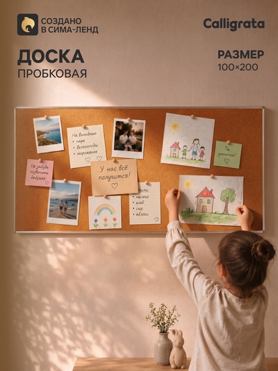 Доска пробковая, Calligrata Standard, 100×200 см, в алюминиевой рамке