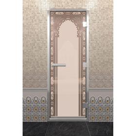 Дверь стеклянная «Хамам Восточная арка», размер коробки 190 × 70, правая, бронза матовая