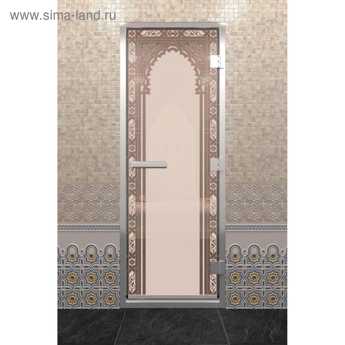 Дверь стеклянная «Хамам Восточная арка», размер коробки 190 × 70, правая, бронза матовая - Фото 1