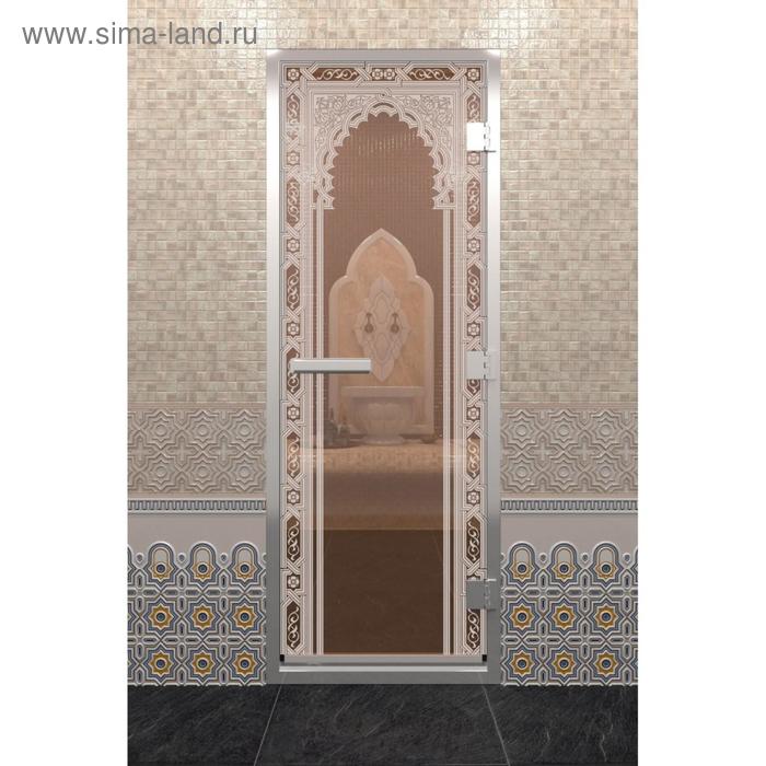 Дверь стеклянная «Хамам Восточная арка», размер коробки 190 × 70 см, правая, бронза - Фото 1