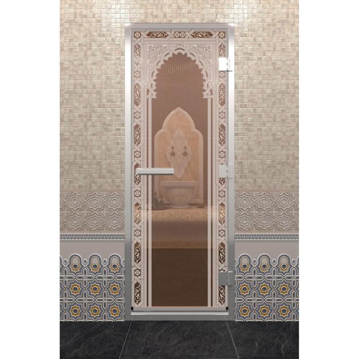 Дверь стеклянная «Хамам Восточная арка», размер коробки 200 × 80 см, правая, бронза