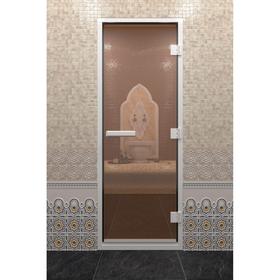 Дверь стеклянная «Хамам», размер коробки 200 × 70 см, правая, цвет бронза