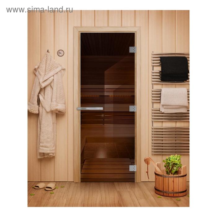 Дверь для бани стеклянная «Эталон», размер коробки 190 × 70 см, правая, цвет бронза - Фото 1