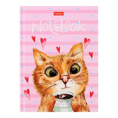 Бизнес-блокнот А6, 64 листа "Время котиков", твёрдая обложка