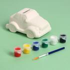 Роспись по гипсу, копилка многоразовая «Машинка», краски 6 цв по 2 мл, кисть 4979546