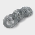 Губки для посуды Доляна, 3 шт., металлическая, 9×9×2 см - Фото 1