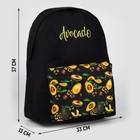 Рюкзак школьный молодёжный «Авокадо», 33х13х37 см, отдел на молнии, н/карман, чёрный - Фото 2