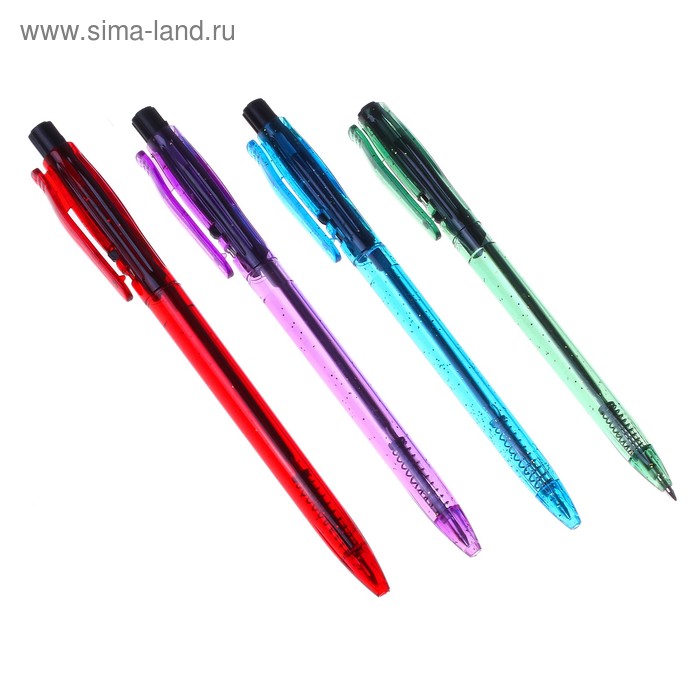 Ручка шариковая автоматическая тонированный корпус МИКС стержень синий - Фото 1