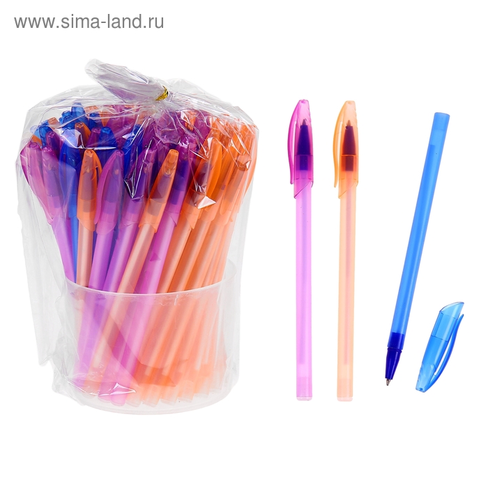 Ручка шариковая "Флора" с колпачком МИКС, стержень синий - Фото 1