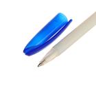 Ручка шариковая 0,5 мм, синий стержень, корпус белый с синим колпачком - Фото 3