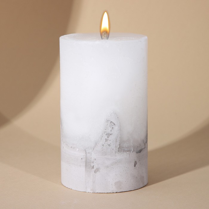 Свеча интерьерная белая с бетоном, 10 х 6 см - фото 1908617211