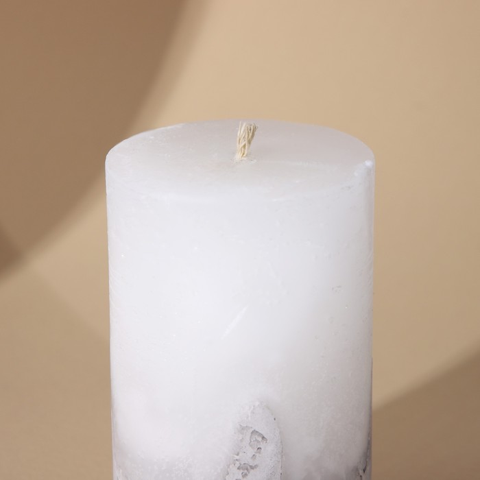 Свеча интерьерная белая с бетоном, 10 х 6 см - фото 1908617213