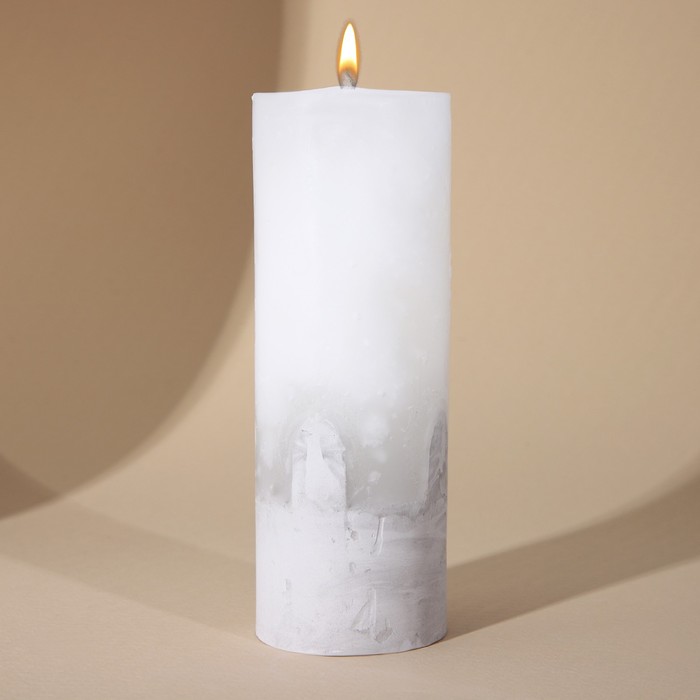 Свеча интерьерная белая с бетоном, 14 х 5 см - Фото 1