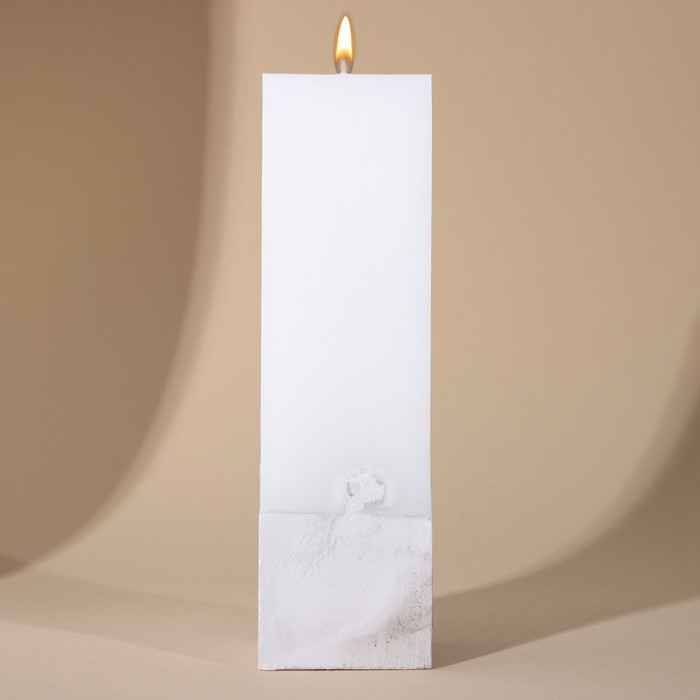 Свеча интерьерная белая с бетоном, 5 х 5 х17 см - фото 1908617217