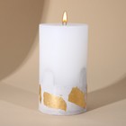 Свеча интерьерная белая с бетоном (поталь), 9,5 х 6 см - фото 295027804