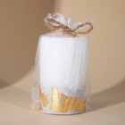 Свеча интерьерная, белая с бетоном и поталью, столбик, 9,5 х 6 см - Фото 2