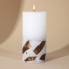 Свеча столбик с бетоном (поталь), цвет белый, 10 х 5 см - фото 6351273