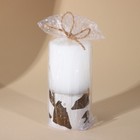 Свеча интерьерная, белая с бетоном и поталью, столбик, 10×5 см - Фото 2