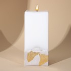 Свеча интерьерная белая с бетоном (поталь), 6 х 6 х 14 см - фото 9108250