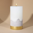 Свеча интерьерная белая с бетоном, низ золото, 13 х 7 см - Фото 1