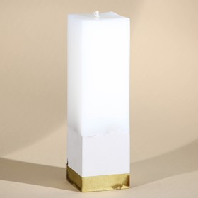 Свеча интерьерная белая с бетоном, низ золото, 5 х 5 х17,5 см