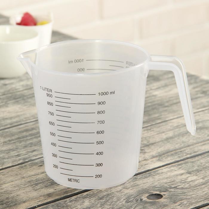 Стакан мерный, 1 л, пластик, прозрачный - Фото 1