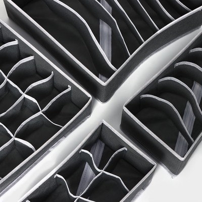 Органайзеры для хранения белья Доляна «Гранж», 4 шт., 33×32×10 см, 31×15.5×10 см, 29×14×10 см, серые