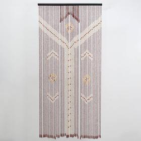 Занавеска декоративная деревянная, 90×175 см, 52 нитм, 2 ряда: 1 ряд 50 нитей, 2 ряд 16 нитей