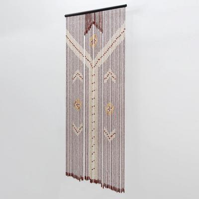 Занавеска декоративная деревянная, 90×175 см, 52 нитм, 2 ряда: 1 ряд 50 нитей, 2 ряд 16 нитей