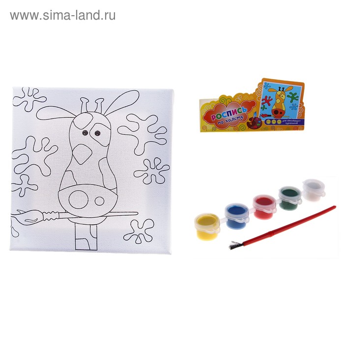 Роспись по холсту "Жирафик художник", 15 х 15 см - Фото 1